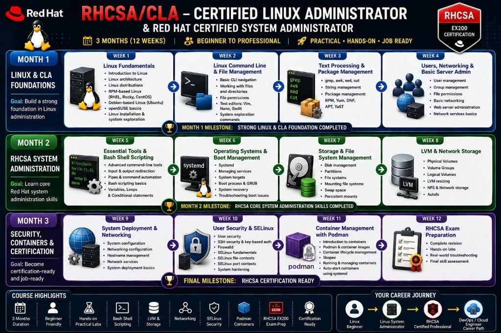 RHCSA/CLA - Certified Linux Administrator & Red Hat Certified System Administrator Learning Roadmap